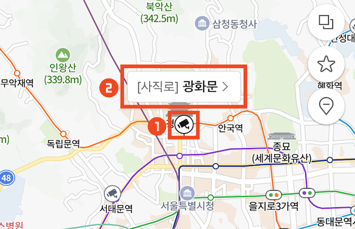 ③地図上のカメラマークをタップする