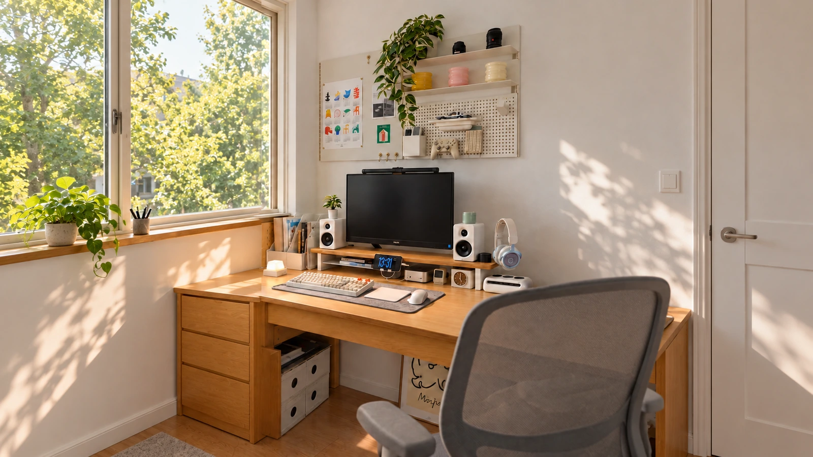 Divide the roles of decorative shelves and device storage