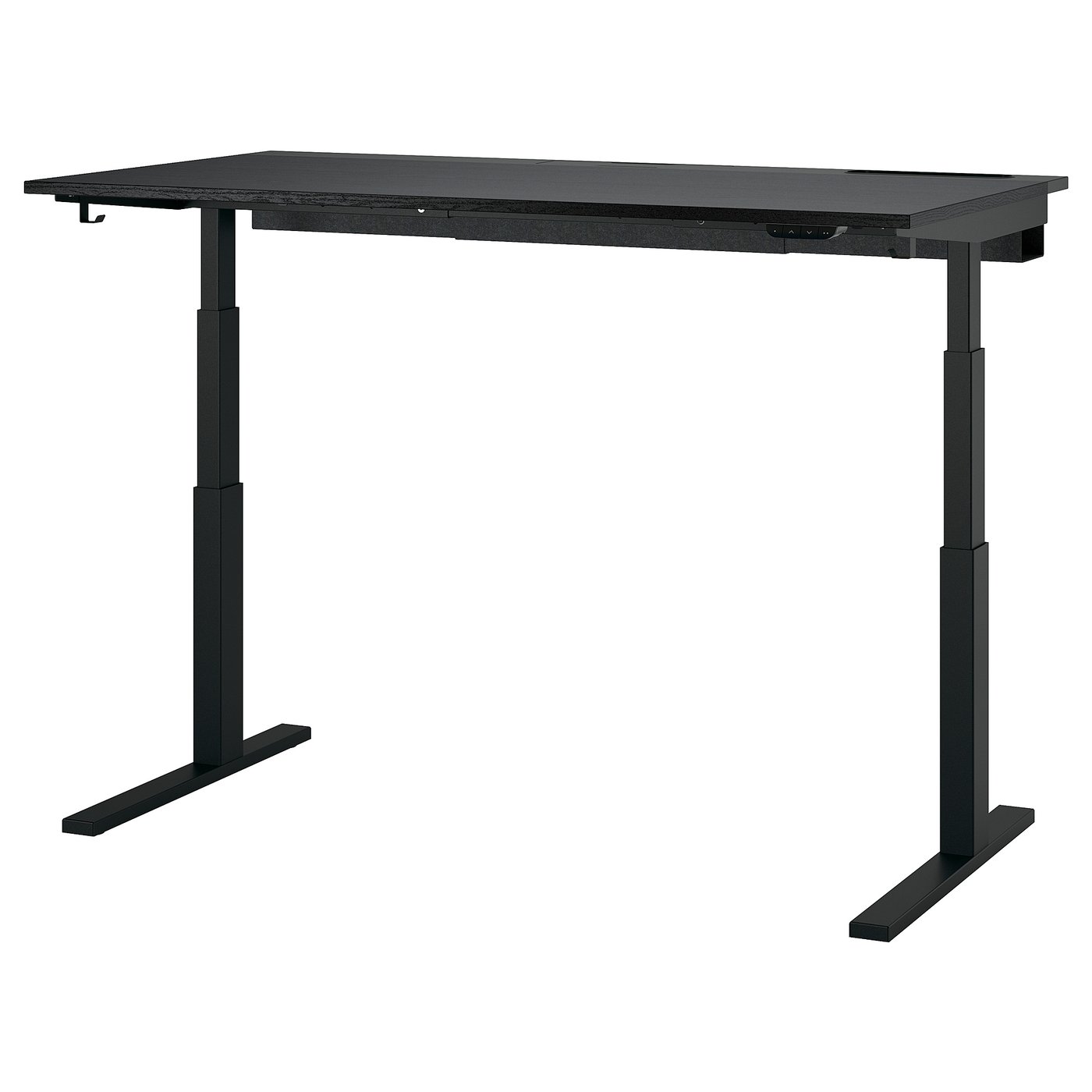 이케아 MITTZON 밋손 높이조절책상 전기 블랙스테인 물푸레무늬목/블랙 160×80cm
