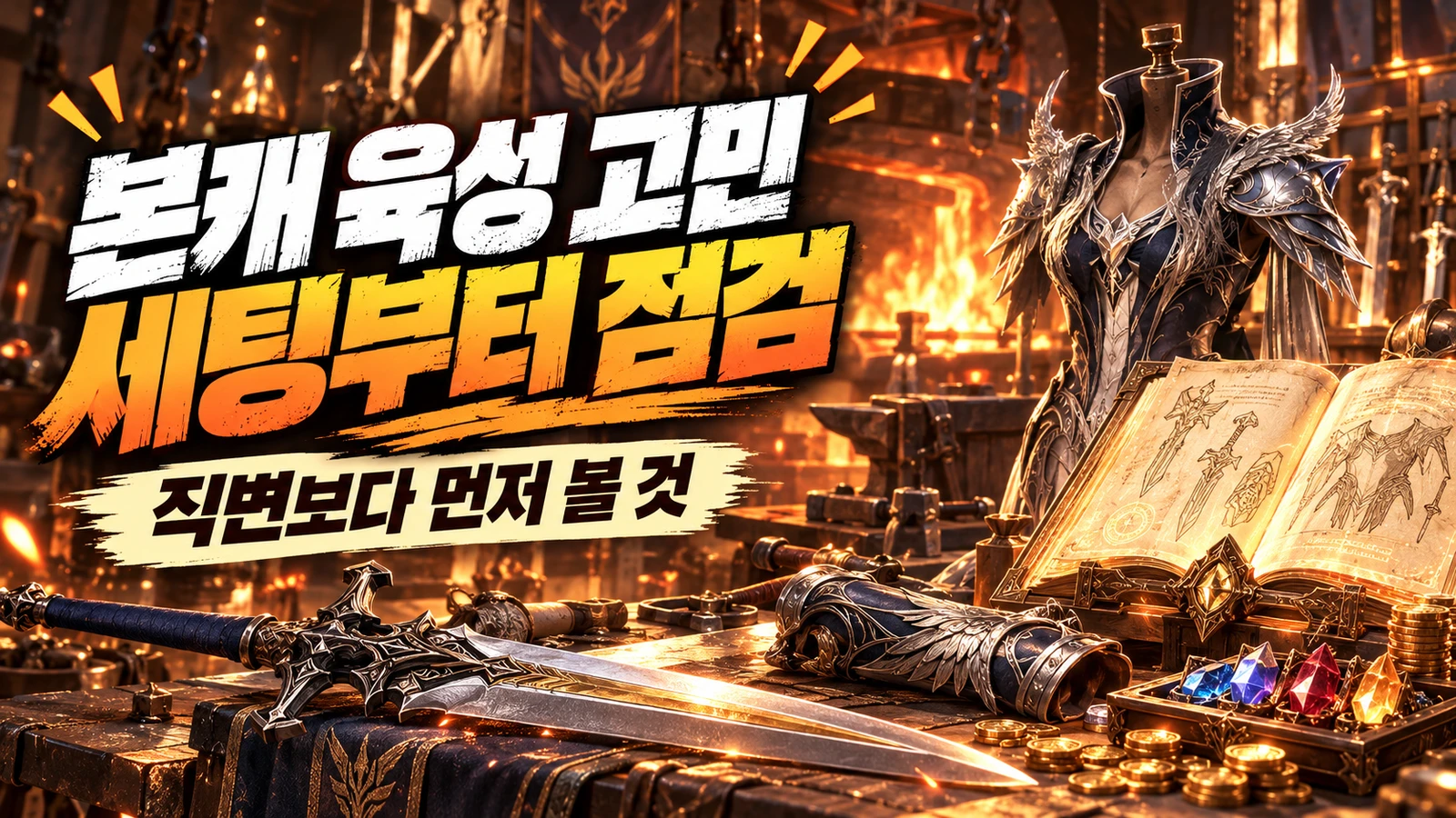 본캐 유지와 장비 세팅 점검의 우선순위를 담은 썸네일