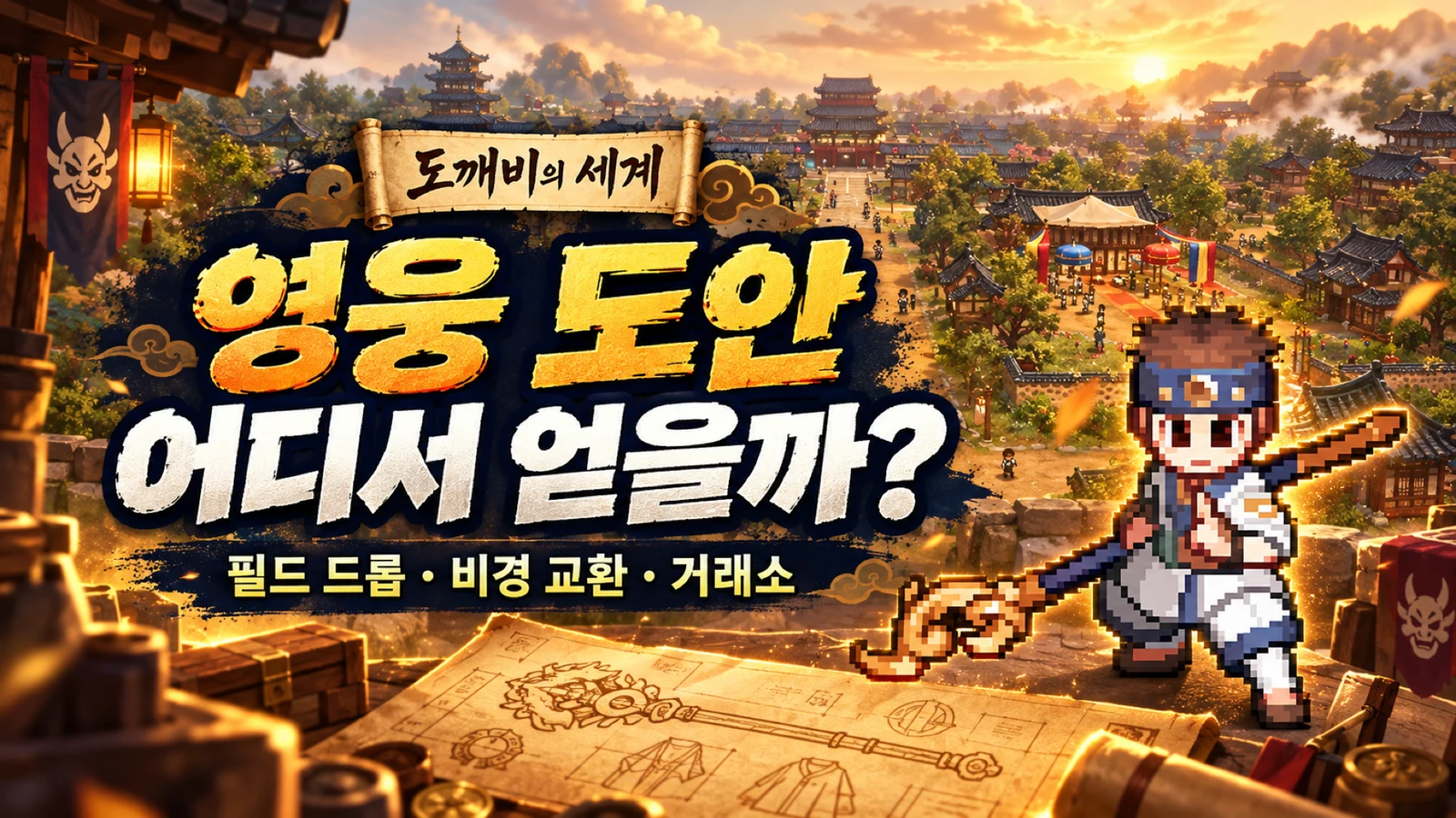 도깨비의 세계 영웅 도안 필드 드롭 비경 교환 거래소 획득 경로