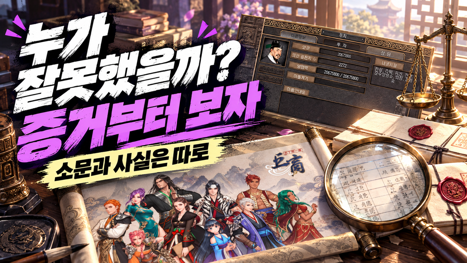 청룡의 난에서 소문과 사실을 나누고 증거를 먼저 살펴보자는 중립적 판단 썸네일