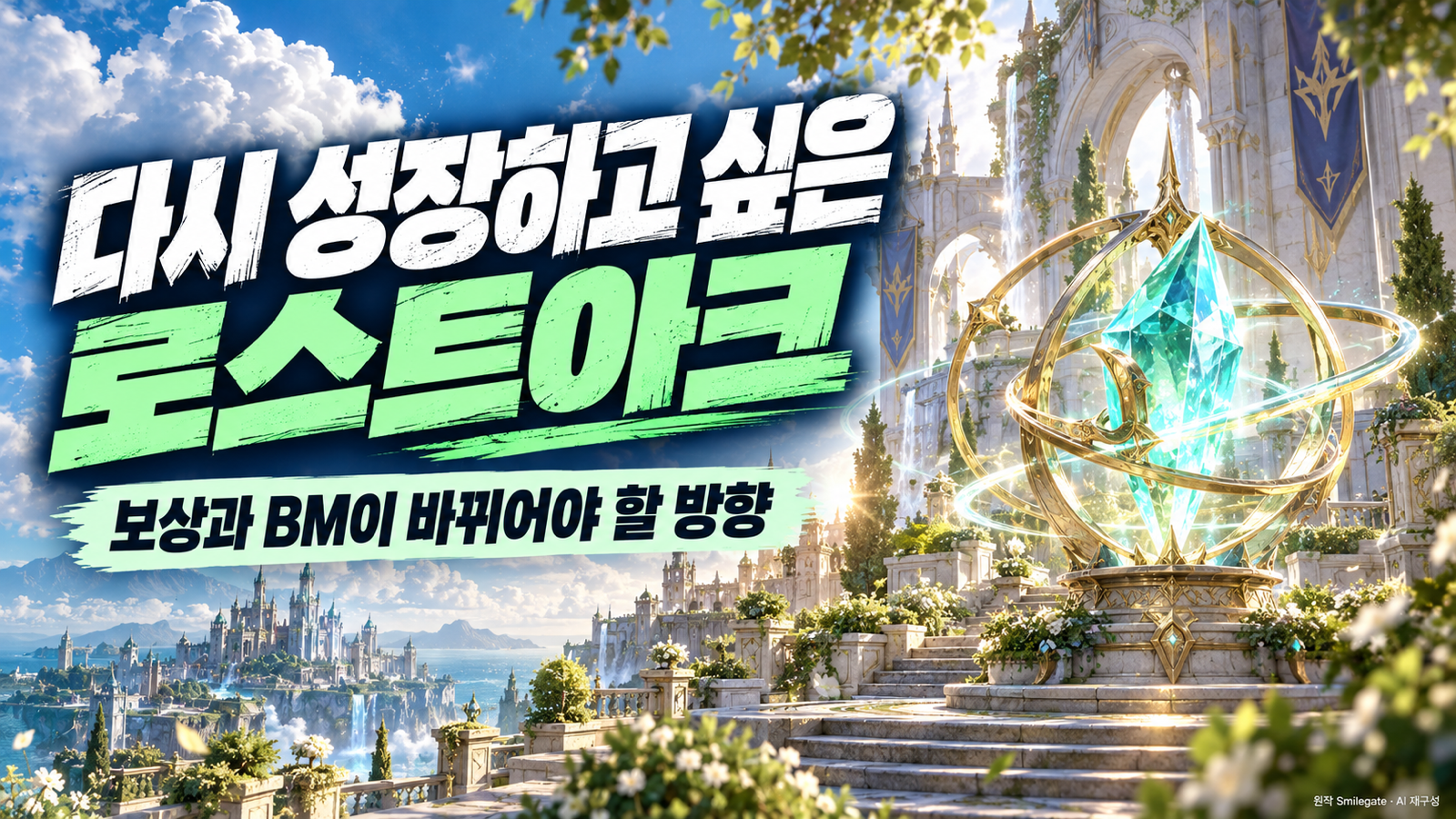 로스트아크의 지속 가능한 성장과 보상 순환을 밝은 정원과 수정으로 표현한 썸네일