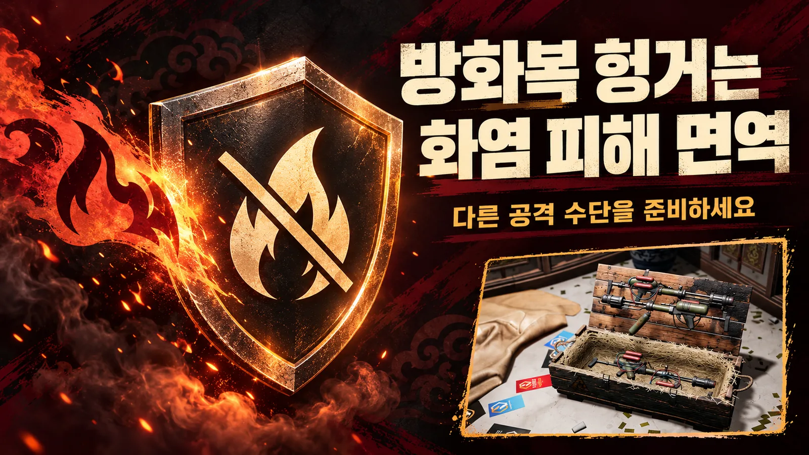 방화복 헝거의 화염 피해 면역과 다른 공격 수단 준비를 안내하는 이미지