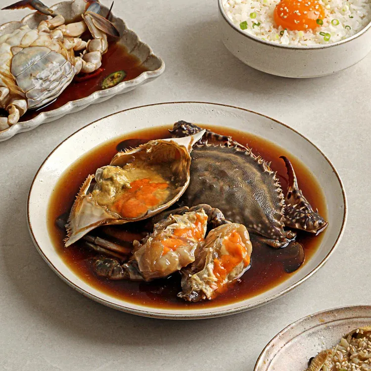 ワタリガニの醤油漬け定食