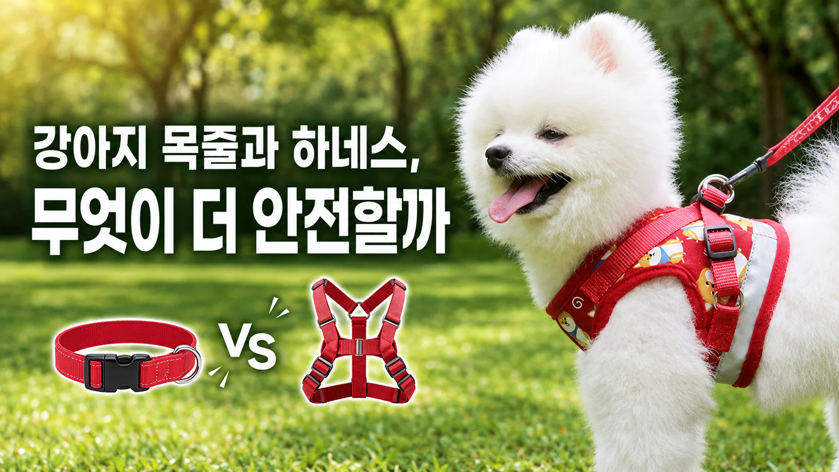 강아지 목줄과 하네스, 무엇이 더 안전할까