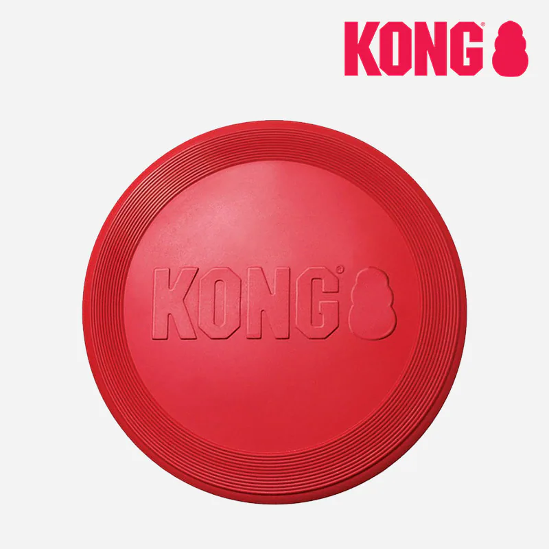 KONG 클래식 플라이어 빨간색 고무 원반 장난감