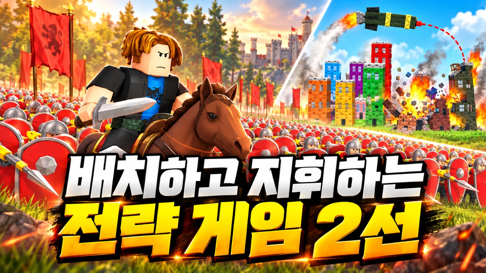 로블록스 전략 게임 2선, 중세 병력과 미사일 도시를 활용한 썸네일